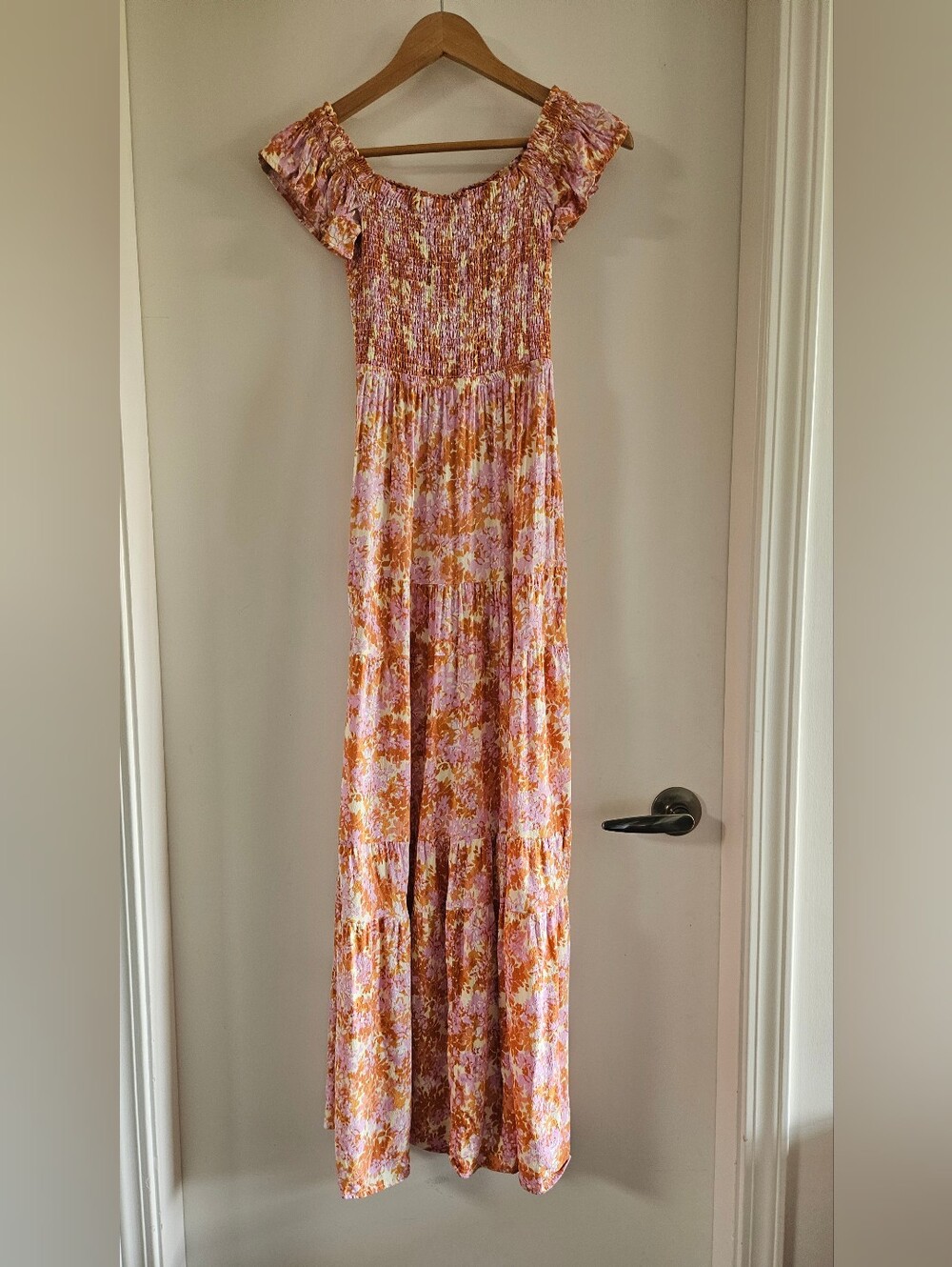 l*space Pink & Rust Floral Off-Shoulder Maxi Dress